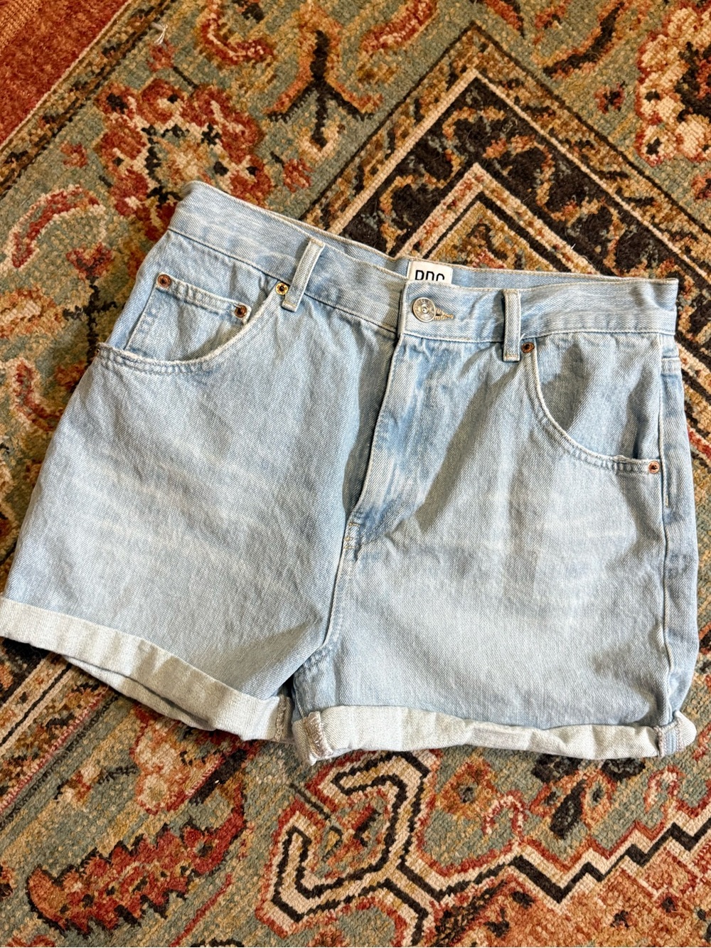 BDG Light Blue Denim Roll-Cuff Shorts